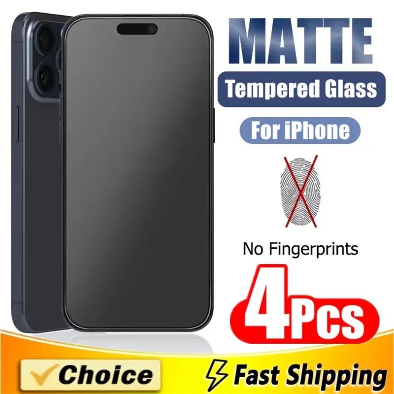 4 Stück Matte Panzerglas für iPhone 14 13 12 11 15 Pro Max 7 8 16 Plus Mattierte Displayschutzfolie für iPhone 13 Mini X XR XS MAX iPhone 15 pro max schwarz