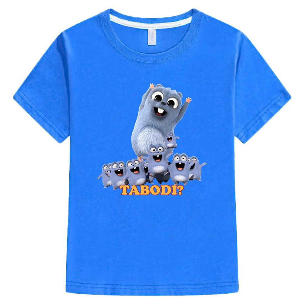 Grizzy und die Lemminge T-Shirt Kinder Harajuku Rundhals Kurzarm T-Shirt Junge Mädchen Casual Top 100% Baumwolle Kawaii T-Shirts Shirts 100 dunkelblaue
