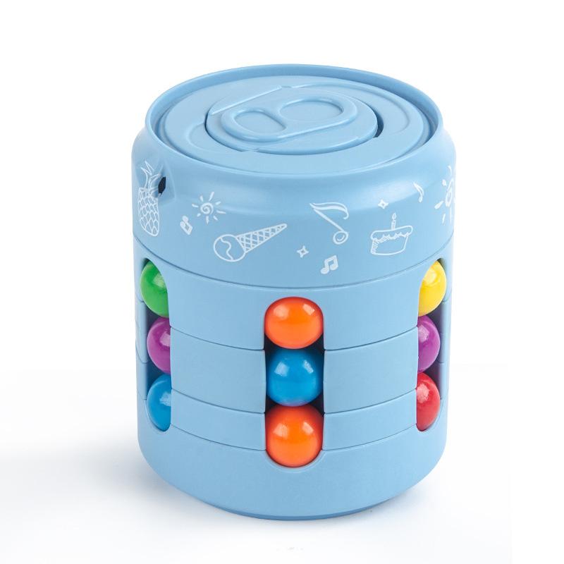 Magic Rotating Bean Puzzle Cube Spiel Kinder Erwachsene Fingertip Fidget Stress Relief Spiel Montessori Bildung Spielzeug für Kinder Geschenk MYY 4.5*4.5*5.2cm OPP bags blau