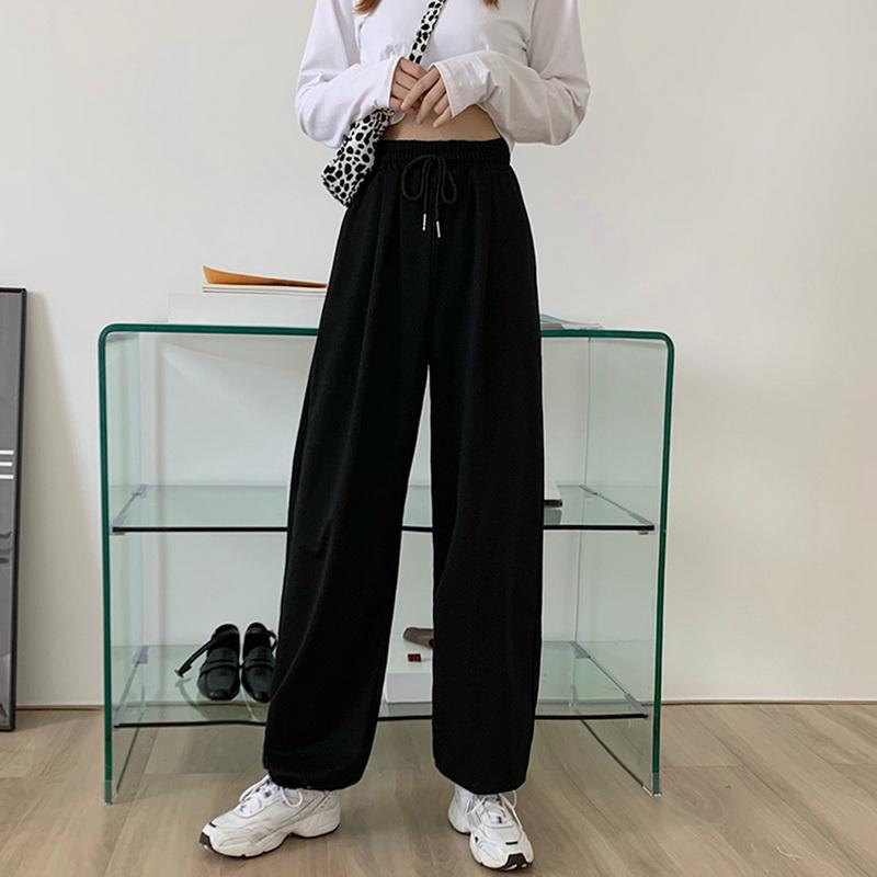 Mode Grau Jogginghose Frauen Frühling Herbst Baggy Mode Oversize Sport Hosen Balck Hosen Weibliche Jogger Streetwear XS schwarz