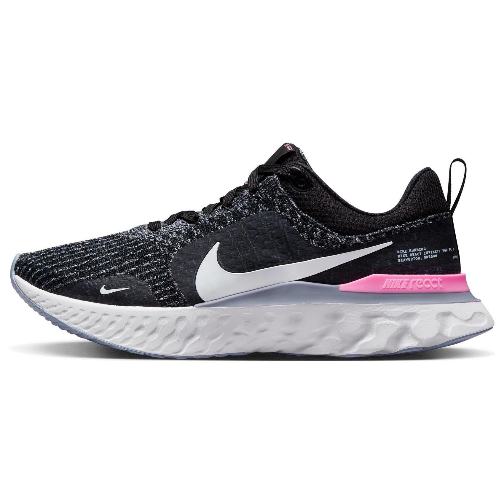 Nike React Infinity Run Flyknit 3 Schwarz Football Grey Pink Herren Sneaker DZ3014-001 38.5