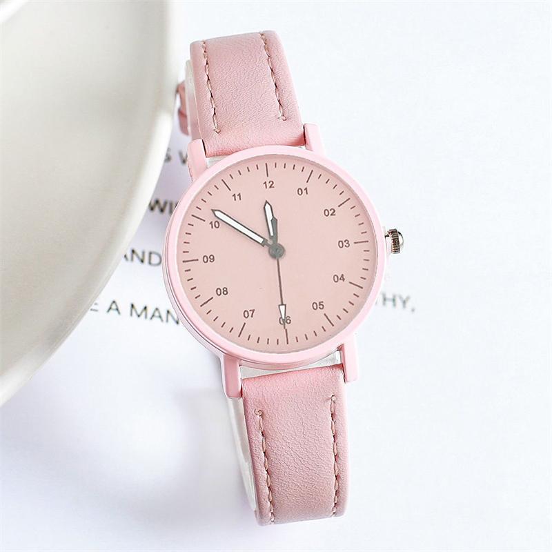 Mode Damen Quarz Armbanduhren Frauen Einfache Student Uhr Casual Sport Uhr rosa