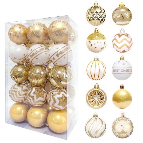 Stk. Weihnachtskugeln Ornamente 2,4 Zoll Kleine bruchsichere Plastikkugeln A