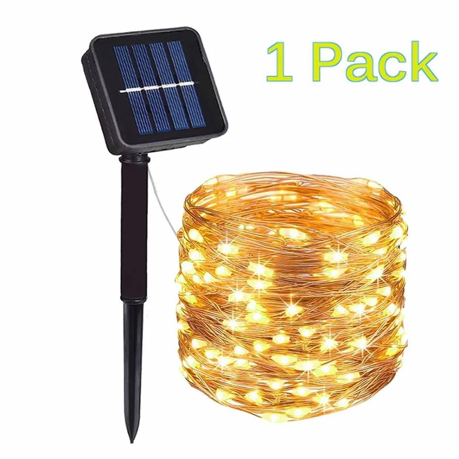 Solar-Lichterkette für den Außenbereich, 5 m/10 m/20 m/30 m, Lichterkette mit 8 Modi, Kupferdraht-Lichter für Gartendekorationen, Hof, Hochzeit 30M warm weiße