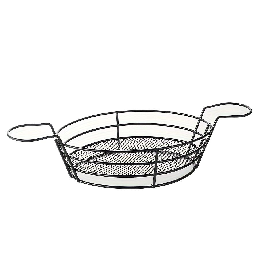 Iron Art Pommes Frites Korb Geschirr Snack Teller Gebratenes Huhn Aufbewahrungskorb Küche Haushalt Kreativer Zwei-Ohr-Snack Teller black