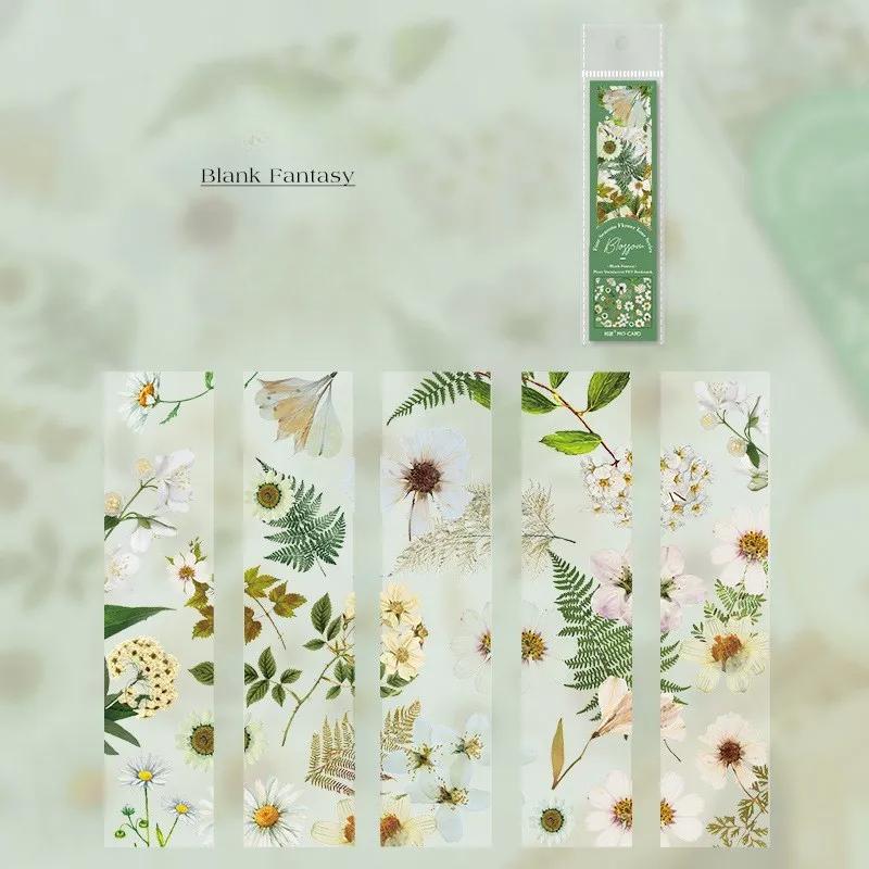 5 Stück Blumen-Lesezeichen, transparente Blumen-Lesezeichen, süße Lesezeichen, Blumen-Seitenmarker für Kinder, Geschenke, Schule, Bürobedarf