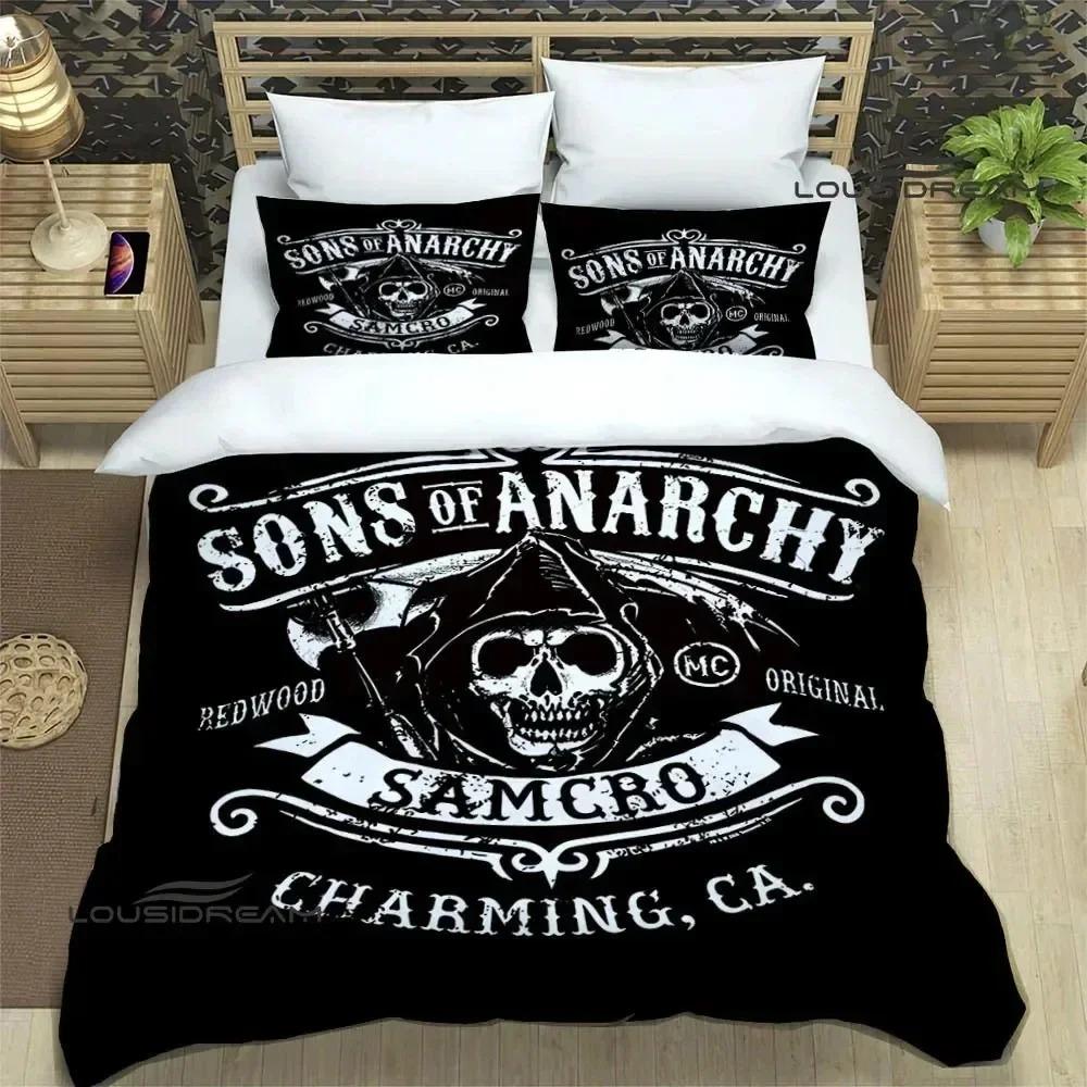 Sons Of Anarchy Retro Bettwäsche-Set Für Schlafzimmer Weiche Moderne Tagesdecken Bequeme Kinder Bettbezug Deckenbezug Und Kissenbezug 150*200cm 3pcs