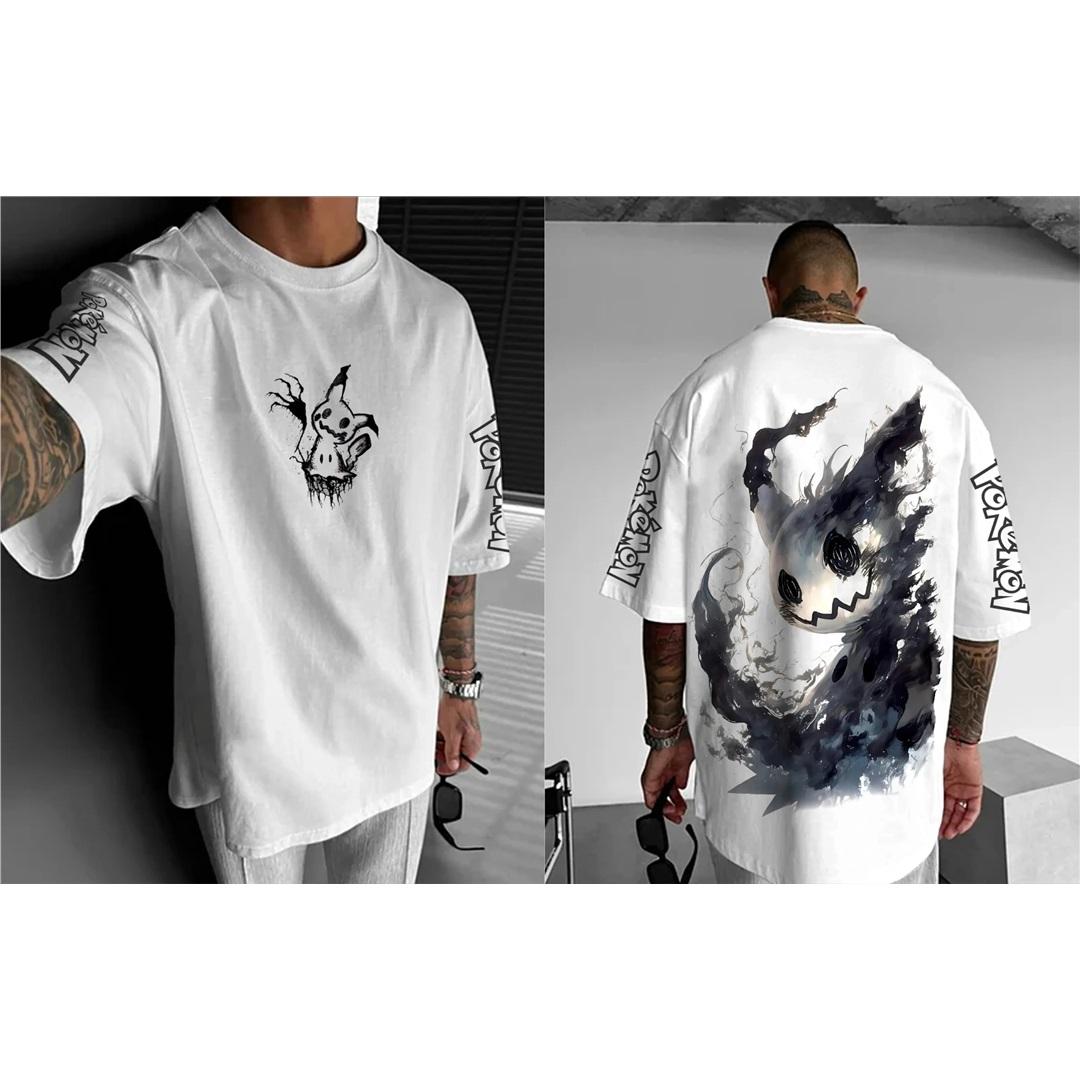 Pokémon Japanischer Anime Merchandise Mimikyu Bisasam Kurzarm T-Shirt Pokémon Sommer Herrenmode Atmungsaktiv Sport S