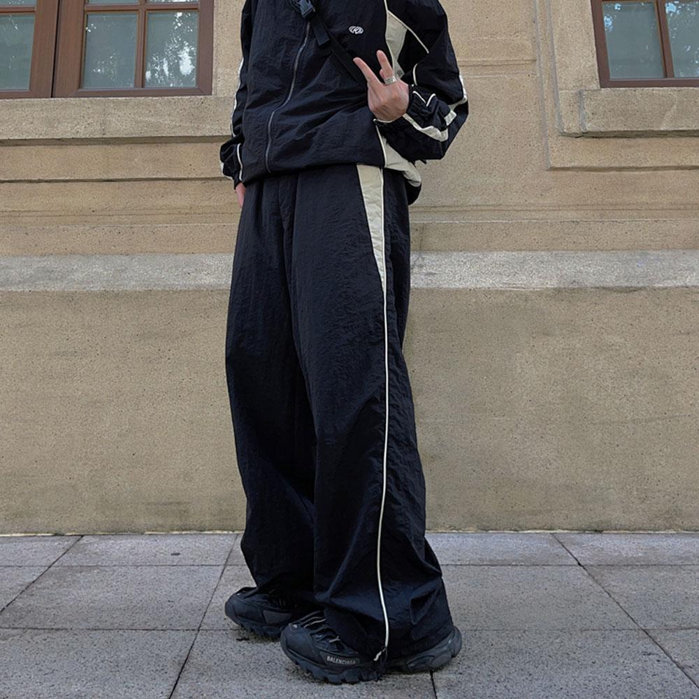 Herren Y2K Kleidung Trainingsanzüge Track Baggy Cargohose Vintage Oversize Kleidung Jogger Harajuku Streetwear Jogginghose Schwarze weite Hose für Männer L schwarz