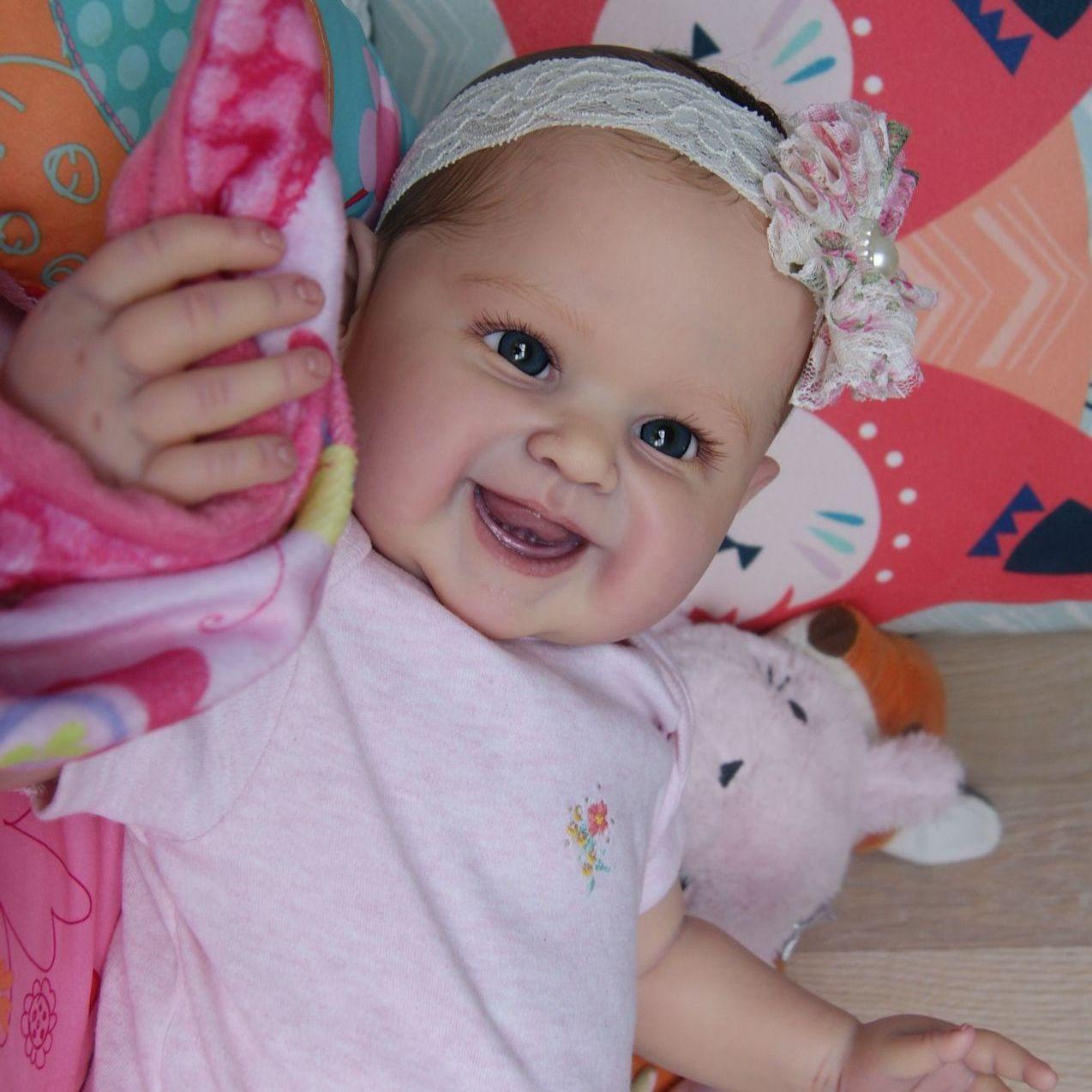 BZDOLL 55 cm 3D-Farbe Haut mit Gefäß Vene Silikon Baby Reborn Puppe Lebensechte Kleinkind Spiel Haus Schlafenszeit Spielzeug für Mädchen Geburtstag Geschenk 55cm 3D-paint Skin Doll