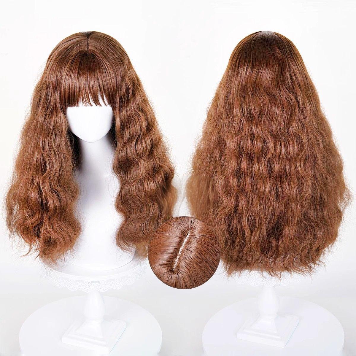Hermine Perücke Mädchen Cosplay Hellbraun Lang Lockig Wollige Locken Natürliches Volumen Ganzkopf Harry Potter Perücke Wigs + Hairnet Clips