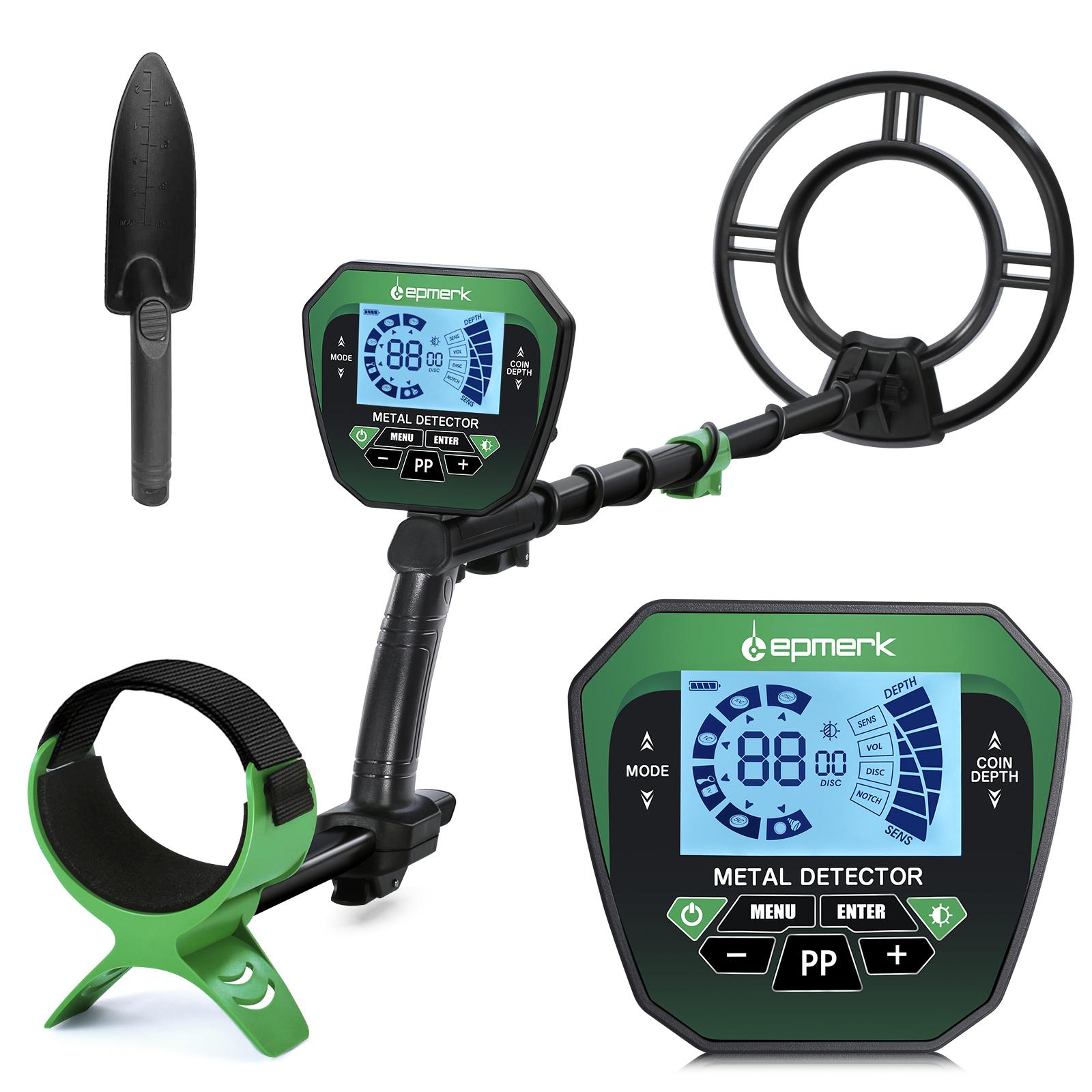 Metalldetektor für Kinder und Erwachsene, Metalldetektoren mit höherer Genauigkeit und LCD-Display, einstellbar without Battery grün