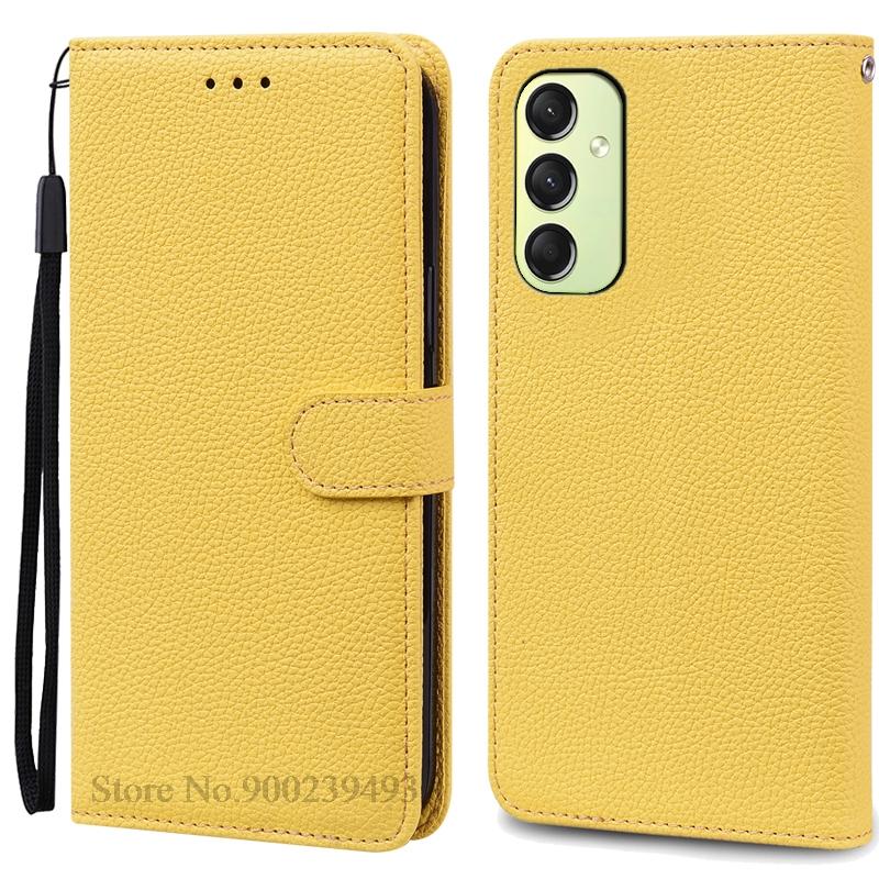 S24FE S24 FE Hülle Für Samsung S24 FE Hülle Leder Klapp-Brieftasche Hülle Für Samsung Galaxy S24 FE Hülle S 24 FE Hüllen Coque Fundas For Samsung S24 FE gelb