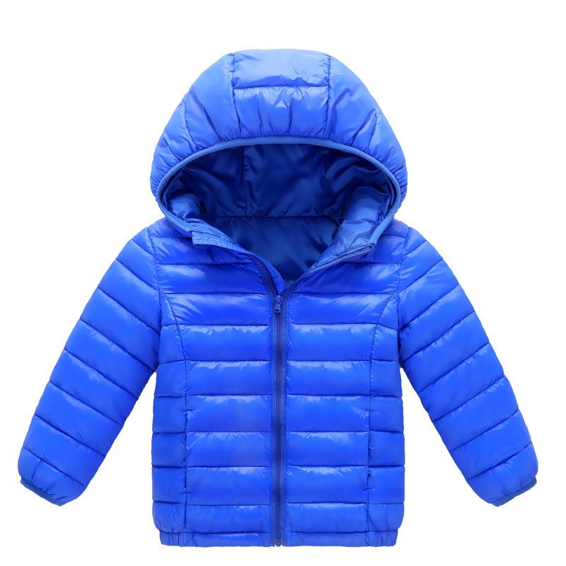 Herbst Große Kinder Daunenjacken Jungen Mädchen Mode Warme Dünne Mäntel Frühling Kinderkleidung Teenager Freizeit Kapuzenreißverschluss Oberbekleidung 160 blue