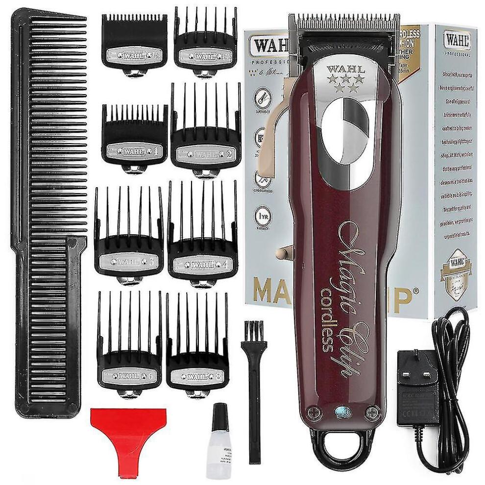 5 Sterne Akku Magic Clip Professionelle Haarschneidemaschinen Trimmer Pro Leichtes Haarschneide-Set Friseurbedarf Set Weinrot