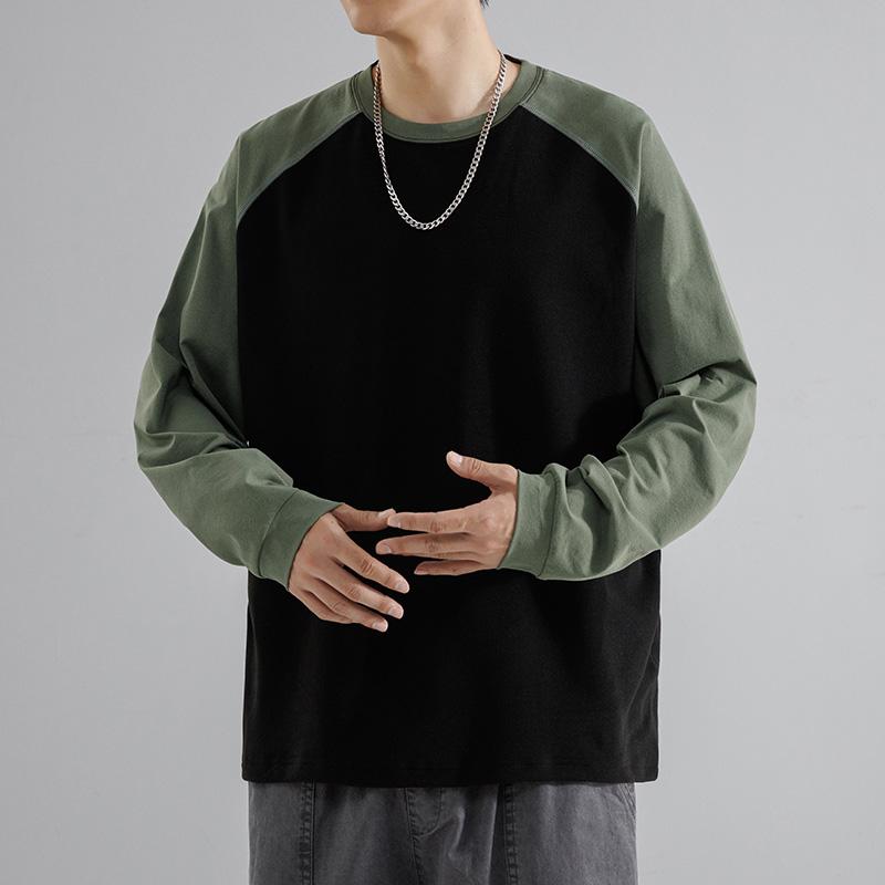 Neues Halbhoher Kragen Hoodie Herren Langarm T-Shirt Herren Locker und Vielseitig Lässig Herren Colorblockiertes Basisshirt 3XL schwarz