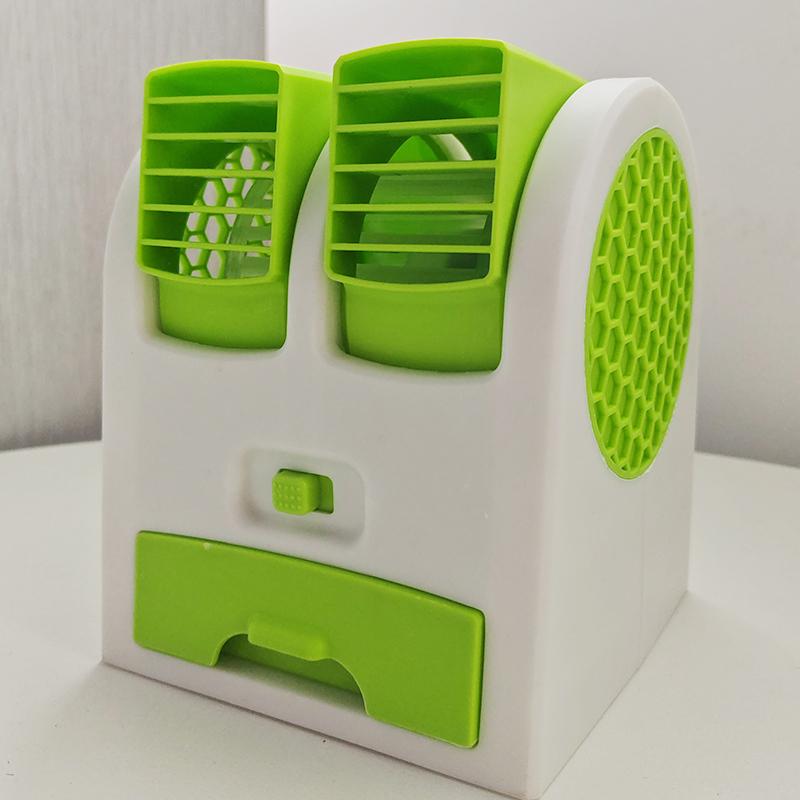 Mini-Klimaanlage, 3-in-1-Lüfter, Luftbefeuchter, Luftreiniger, USB/batteriebetriebener Luftkühler für Zuhause/Büro grün
