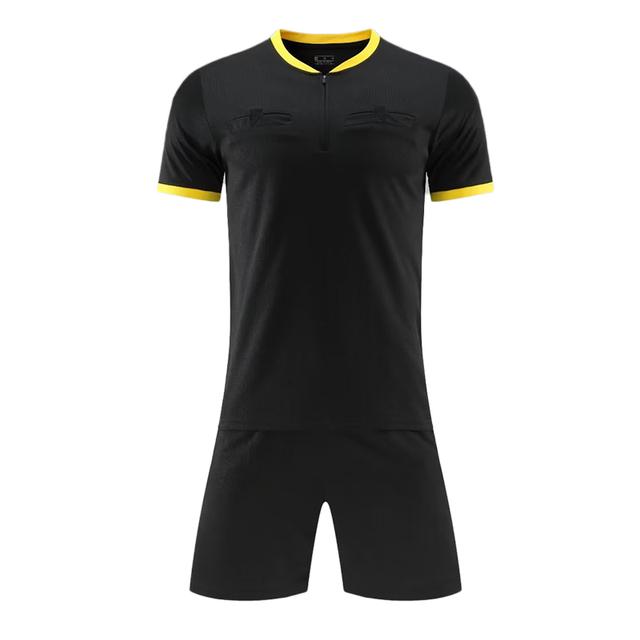 Erwachsene Männer Professionelle Schiedsrichter Fußball Jersey Set Fußball Uniform Kurzarm Spiel Beurteilen Hemd Drei Taschen Neue Ankunft 3XL (190-195cm) schwarz