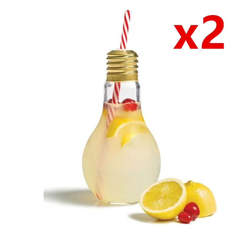 Beliebte Kreative Lampenbirne Stroh Cocktailglas Für Bar Tragbare Lampe Globus Kühlerflasche Mit Deckel Kalte Getränke Bubble Tea Tassen 200ml