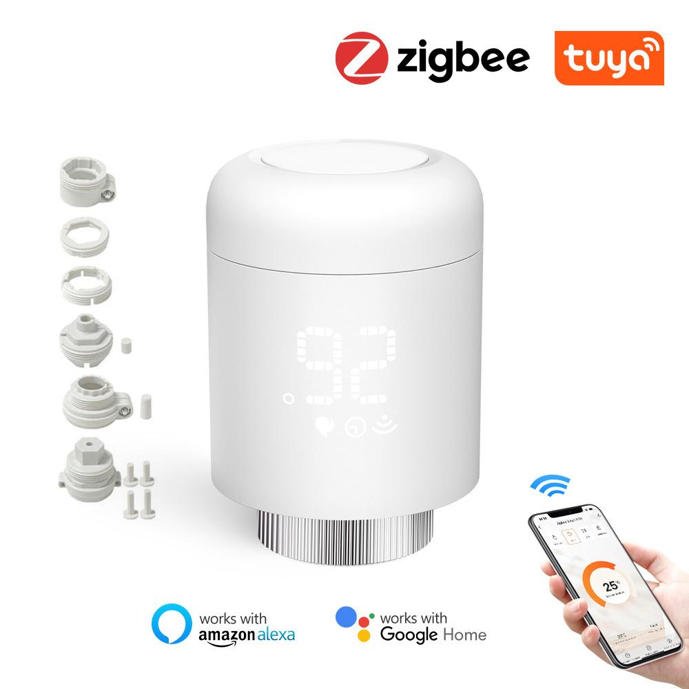 Zigbee-Thermostat-Heizkörperventile Intelligente drahtlose Mobiltelefon-App-Steuerung der Heimheizung weiß