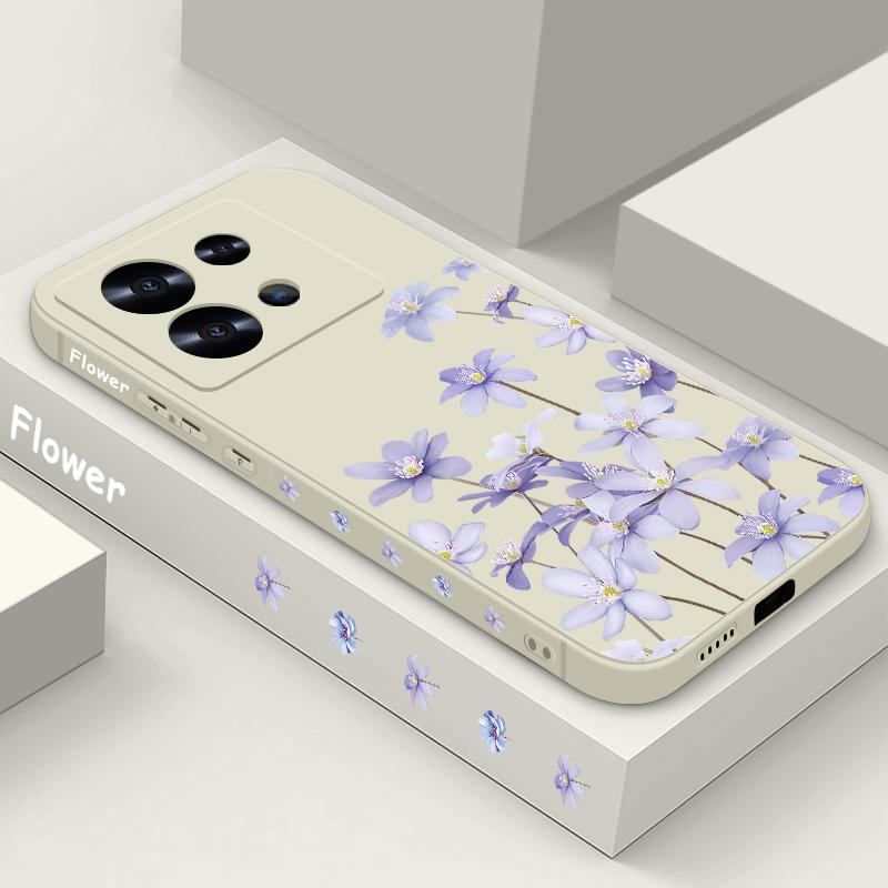 Luxus Lila Blumen Hülle Für Xiaomi 13T 11T Pro Poco F6 X6 Pro Funda Redmi Note 14 Pro 5G 13 12 11 Silikon Lanyard Hülle For Poco X6 Pro