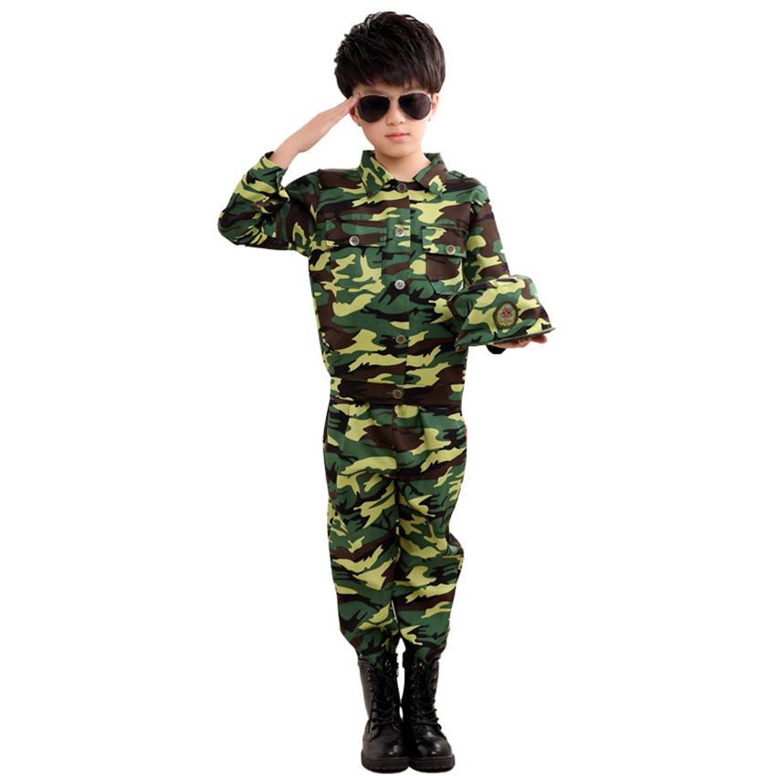 Spezialkräfte Kinderkleidung Armee Militär Scouting Uniform Se Camouflage Mantel + Hose + Hut Training Performance Kostüme 160 grün