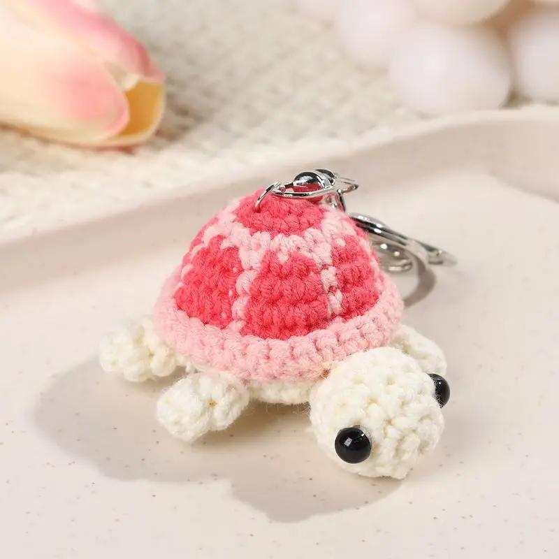 Niedliche Frucht-Serie Häkel-Schildkröte Schlüsselanhänger Lustige Schildkröten-Puppe Schlüsselanhänger für Tasche Anhänger Niedliche Schildkröten-Puppe Gestrickter Schlüsselanhänger Individuell beige