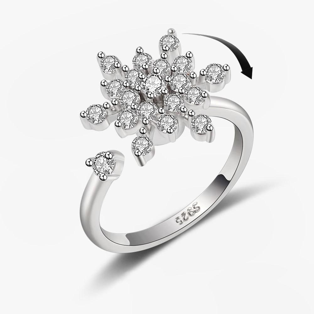 SMJEL Fidget Spinner Ring Angst für Frauen Mehrere Kristall Blume Auge Schmetterling Tier Ring Drehen Anti Stress Hochzeit Schmuck resizable