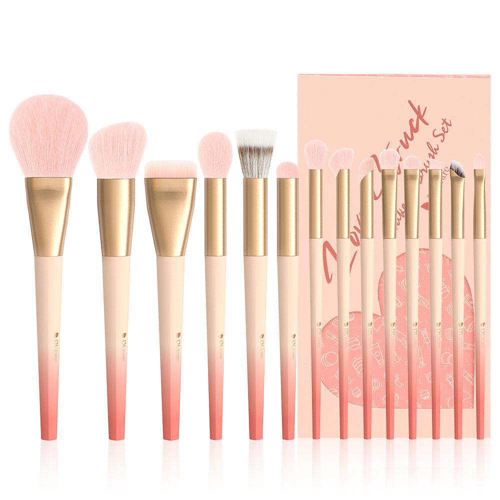 Ducare 14-teiliges Make-up-Pinsel-Set, hochwertiges synthetisches Puder, Foundation, Kontur, Rouge, Concealer, Lidschatten, Blending, Liner, Make-up-Pinsel-Set rosa