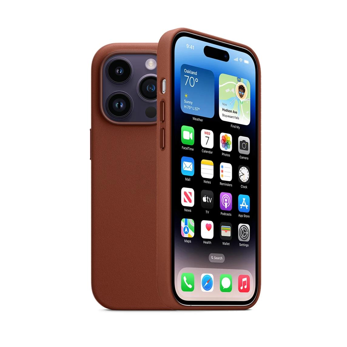 Magnetische Hülle aus echtem Leder für iPhone 14 Pro Max 14 Plus Hülle Magsafe Hülle Kabelloses Laden 14 Pro Sturzschutzhülle for iphone14ProMax(6.7')