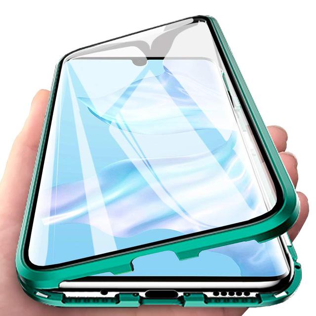 360° Magnetische Schutzhülle Für Samsung Galaxy A55 A52S A56 A53 A54 5G Doppelseitige Gehärtete Glas Stoßfeste Handyhüllen For Galaxy A55&Front and rear glass grün