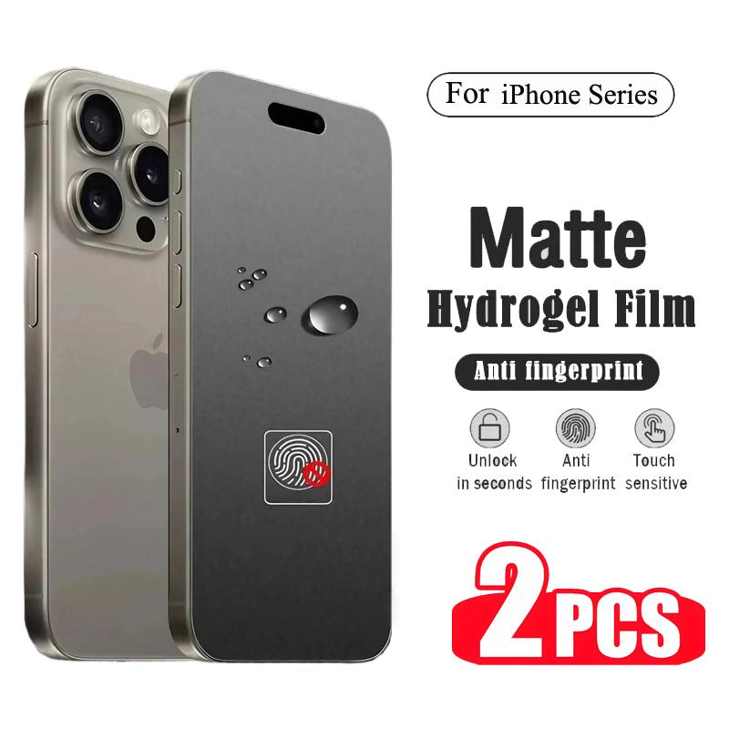 2PCs Silikon Matte Hydrogel Weichen Film Für iPhone 16 Pro Max 16e Displayschutzfolie für iPhone 15 14 13 12 11 Pro Max Plus Film For iPhone 14 Pro