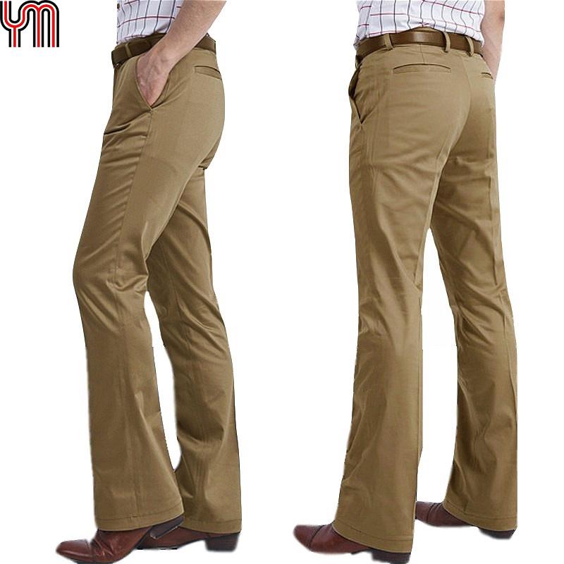 Herren Bell-Bottom-Hose im 60er- und 70er-Jahre-Stil, Vintage-Stil, Schlaghose, ausgestelltes formelles Kleid, weites Bein, schlanke Hose 31 khaki