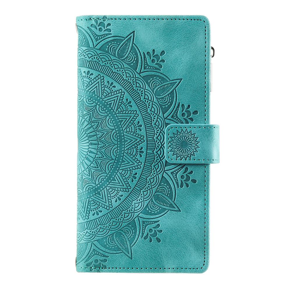 Für Samsung Galaxy All Series für A-Serie, J-Serie, S-Serie, Note-Serie, geprägtes Design, Flip-Leder-Reißverschluss-Geldbörsen-Handtaschenhülle Samsung Galaxy A70 grün