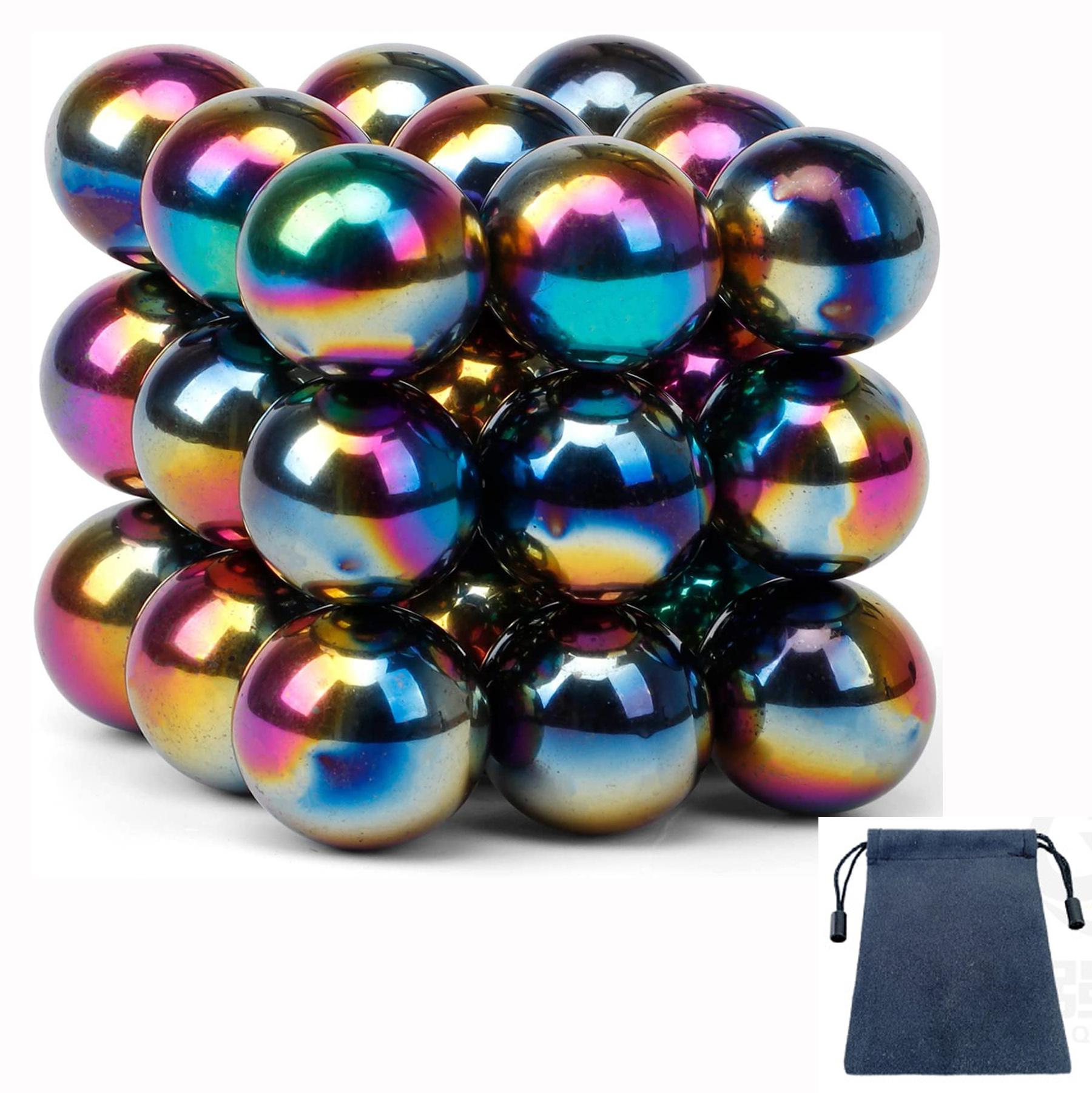 27-teiliges Fidgets-Wissenschaftsset, ordentliche Magnete, Blöcke, Hämatit-Magnetsteine, polierte Magnete, Fidget-Gadget für das Heimbüro, ordentliches Organisieren 2x2x2cm bunt