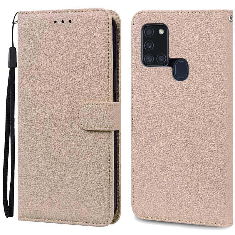 A21S Hülle Für Samsung Galaxy A21S Hülle Brieftasche Leder Flip Hülle Für Samsung A21S Hülle A 21s A217F Weiche Silikonhülle Fundas For Samsung A21S beige