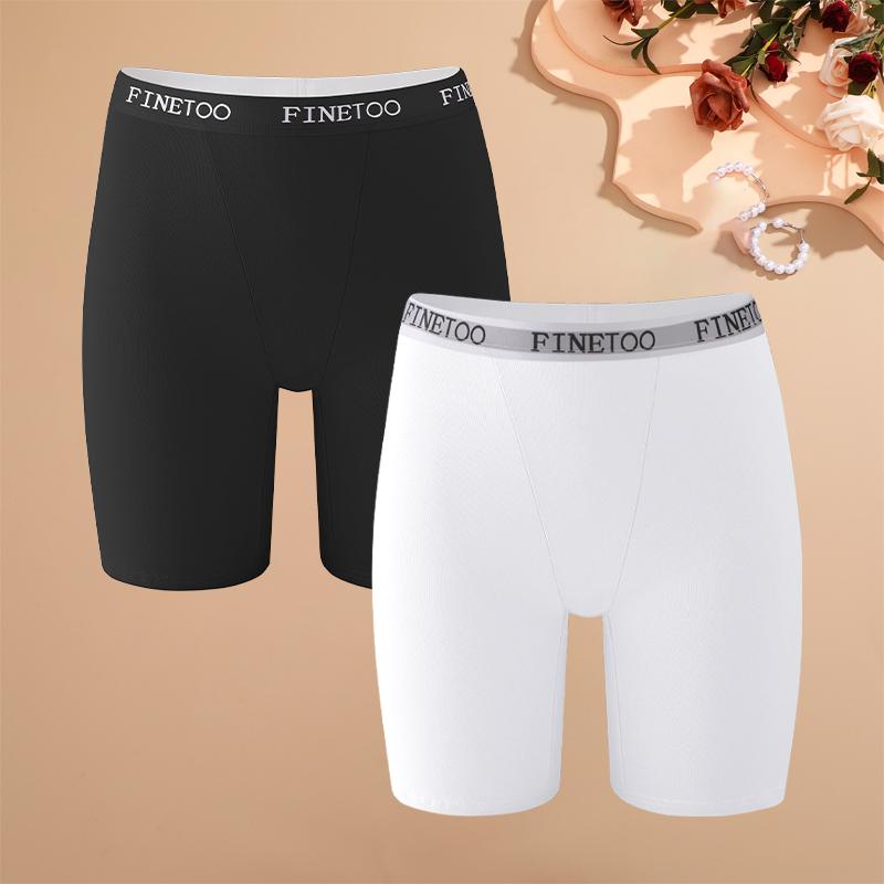 2 Stück Damen High Waist Boxer Slips Baumwolle Übergröße Slips Sexy Elastischer Bund Sportshorts Lässige Bequeme Dessous S white