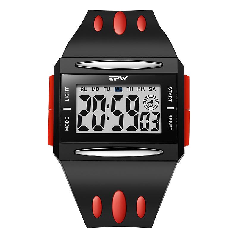 Neue Marke Herren Sportuhren Silikonarmband Digitale Armbanduhren Beste Geschenke Uhr für Ehemann, Familie, Freund rot