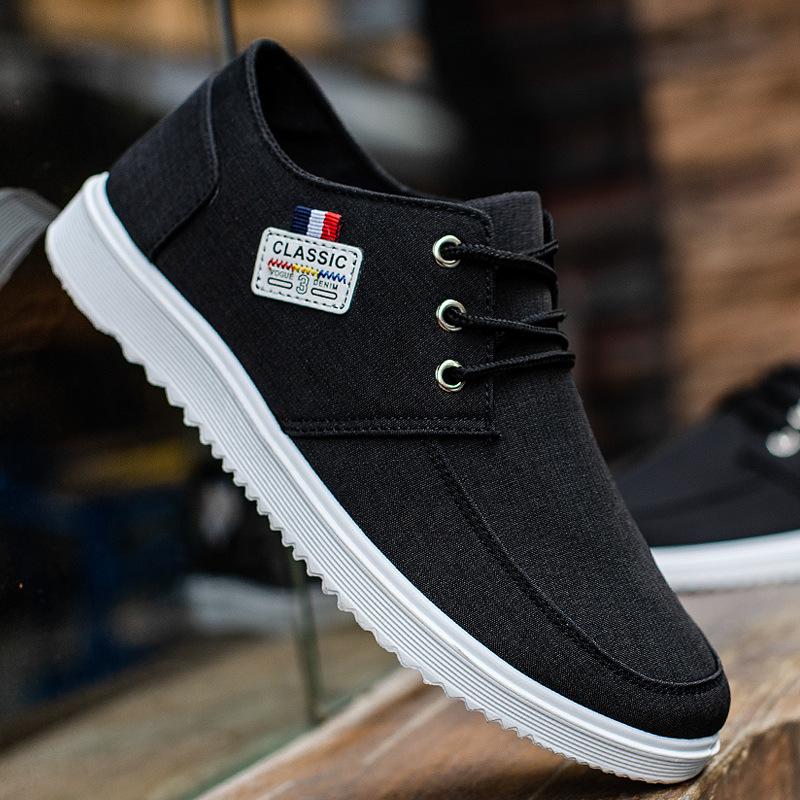 Mode Herren Canvas Schuhe Neue Atmungsaktive Flache Schuhe Für Herren Fahren Freizeit Mokassins Herren Weiche Bequeme Slipper Markenmode Trainer 42 schwarz