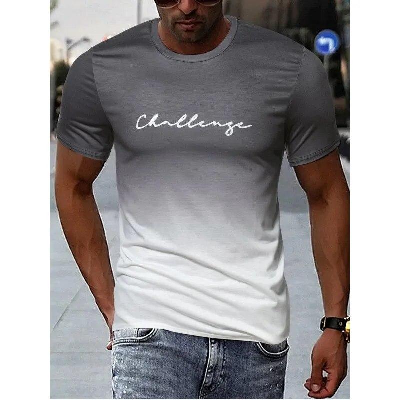 Vintage männer T-shirt 3D Gradienten Druck Kurzarm Tops Sommer Casual Street Fashion T Shirt Übergroßen T-shirt Männer kleidung 3XL gray