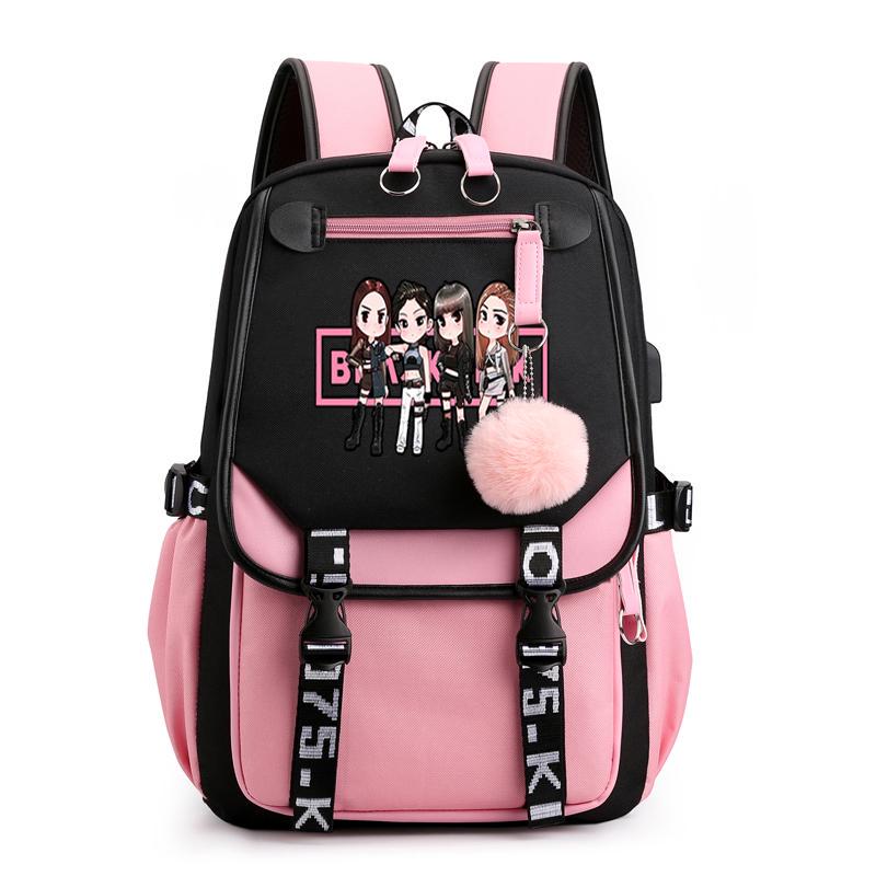 Wasserdichter Laptop-Rucksack, weiblich, rosa Rucksack mit USB-Aufladung, 14-15-Zoll-Rucksack, Computertasche, Oxford-Stoff, Schultasche für Jugendliche one size
