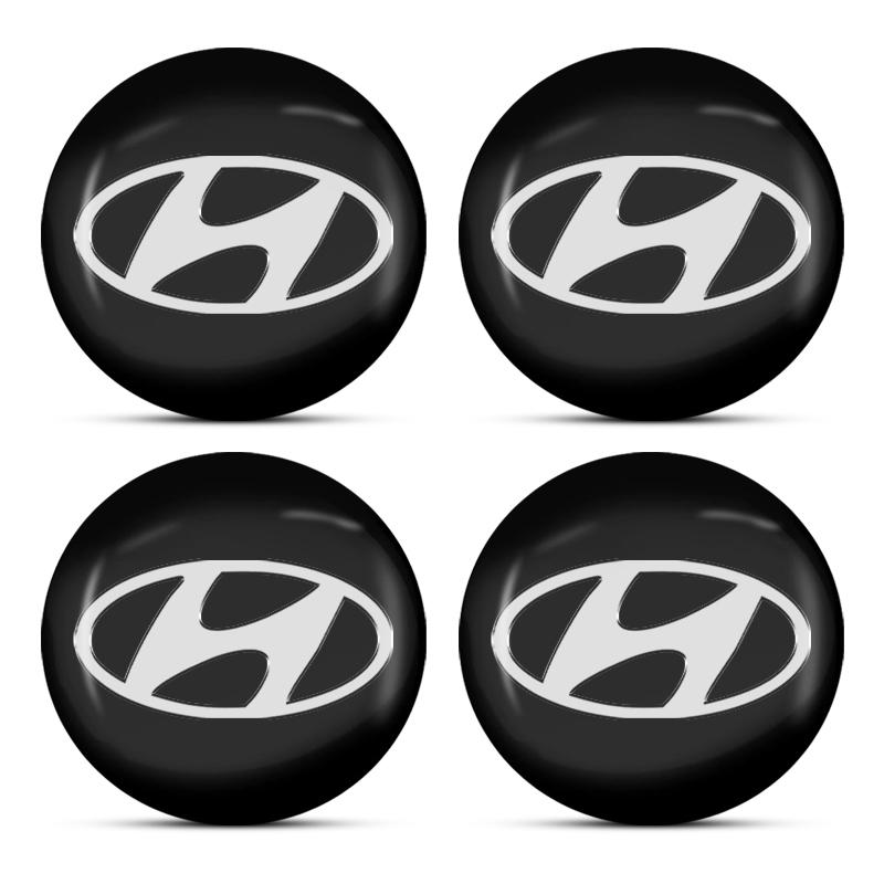 4 Stück Auto Radkappen Nabenkappen Emblem Autozubehör Für Hyundai Accent Aslan Avante HB20 i20 i30 i40 ix20 Parisi BAYON Venue schwarz