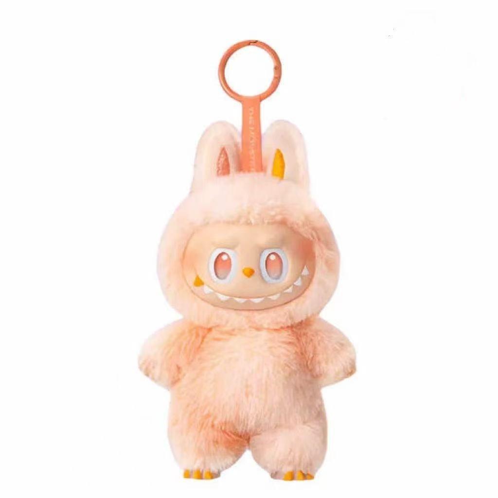 Beliebte Labobo Dritte Generation Plüsch Schlüsselanhänger Trendiger Bubble Mart Weiche Kurze Vinyl Plüschpuppe Spielzeug Niedlicher Cartoon Anhänger für Schultaschen Handtasche Auto apricot