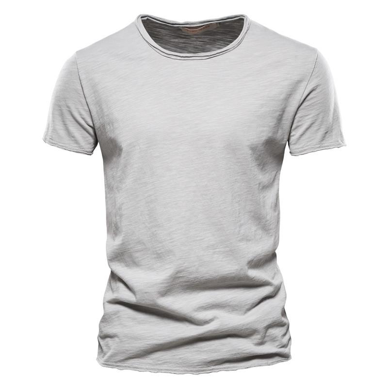 Usegiraffe Marke Qualität Elastizität T-Shirt männer Oansatz Slim Fit 100% Baumwolle T-shirt Mode Kurzarm T Shirt männer tops Casual T-shirt 3XL graue