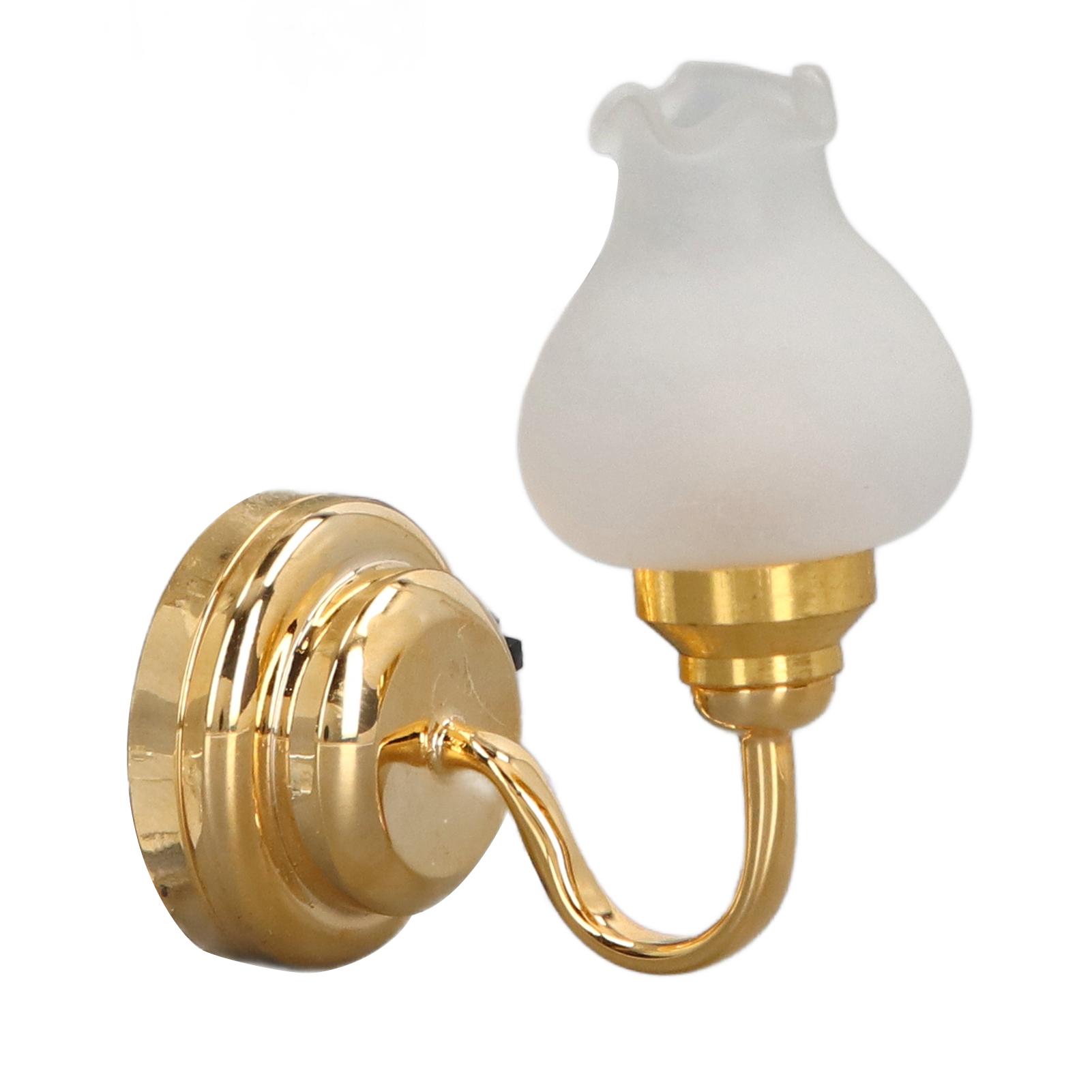 1:12 skala Puppenhaus LED Wand Lampe Tulpe Form 3V Batterie Power Miniatur DIY Simulation Mini Wand