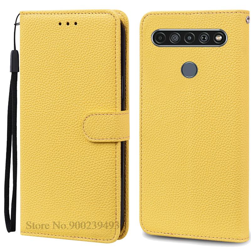 Für LG K61 Hülle Weiche Silikon Leder Brieftasche Flip Case Für LG K61 Hülle Coque Für Fundas LG K61 LGK61 K 61 Handyhüllen Schale for LG K61 gelb
