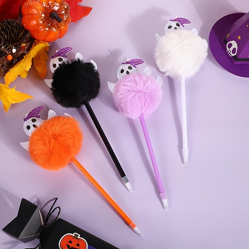 4 Pcs Kreative Student Plüsch Stifte Dark Halloween Geschenk Hairball Stifte Kürbis Geist Halloween Kugelschreiber 4pcs