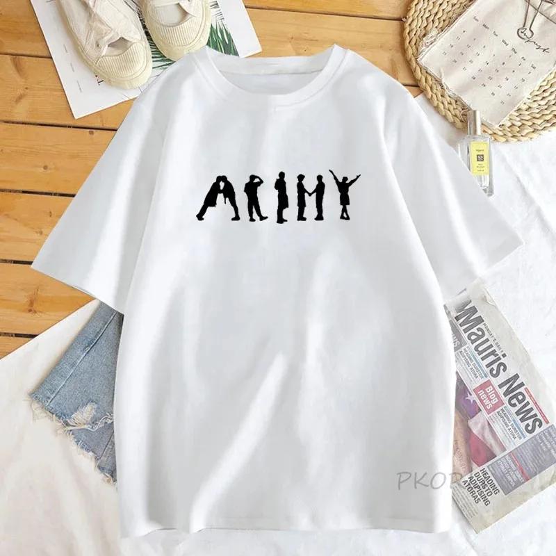 K Pop T-Shirt Streetwear Damen Army J-Hope T-Shirt Permission To Dance Herrenbekleidung Bangtan Kpop Merch Top Streetwear Tees 4XL weiß