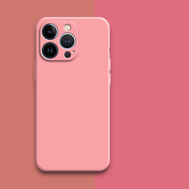 Fashion Square Flüssigsilikonhüllen mit eingelegtem Stoff für iPhone 11 12 13 14 15 Pro Max Plus Mini Hüllen iPhone X XR XS MAX 7 8 6 6s 14Pro iPhone15 iPhone 13 Mini dunkel rosa