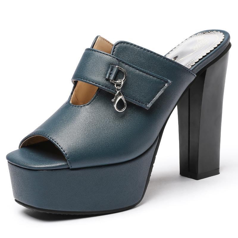Modische Plateau-Slipper für Damen, Sommer-High-Heels-Sandalen, Damen, Luxus-Pantoletten, Schuhe für Damen, Schwarz, Weiß, Rot, Party-Schuhe, Übergröße 50 45 blau